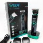 Універсальна машинка триммер для стрижки волосся VGR V-671 акумуляторний з набором насадок та LED дисплеєм