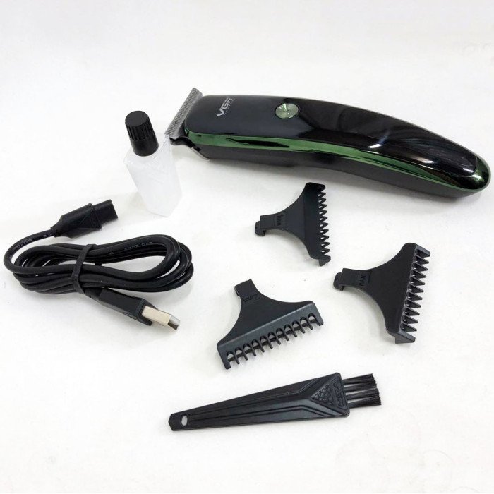 Тример для стрижки волосся та бороди VGR V-966 LED Display, професійна електробритва. Колір: зелений