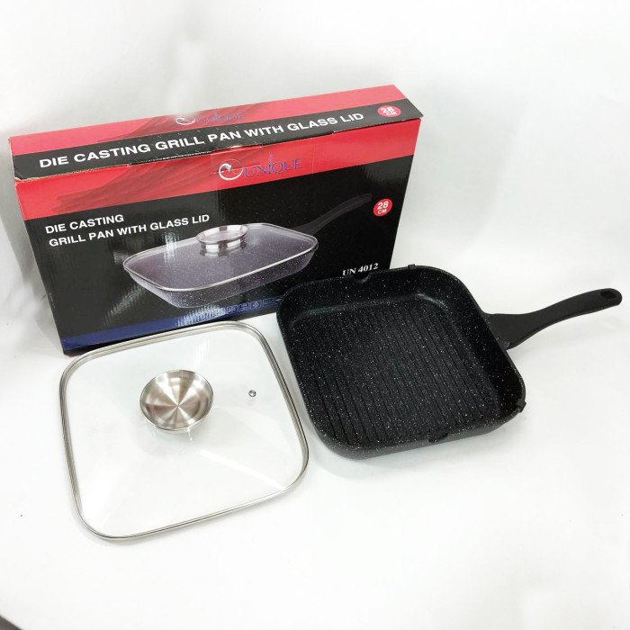 Сковорода гриль UNIQUE UN-4012 стильна 24см, Надійна сковорода з антипригарним покриттям