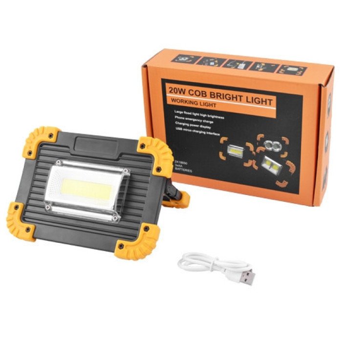 Світлодіодний ліхтар LED прожектор USB L811-20W-COB-1W з Power Bank, лампа-прожектор, ручний прожектор