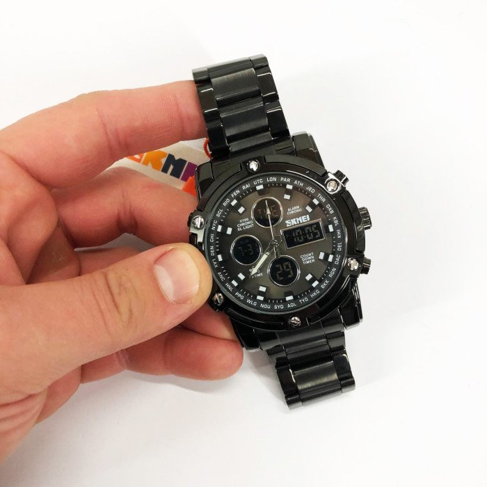Годинник наручний чоловічий SKMEI 1389BK BLACK, водонепроникний чоловічий годинник. Колір: чорний