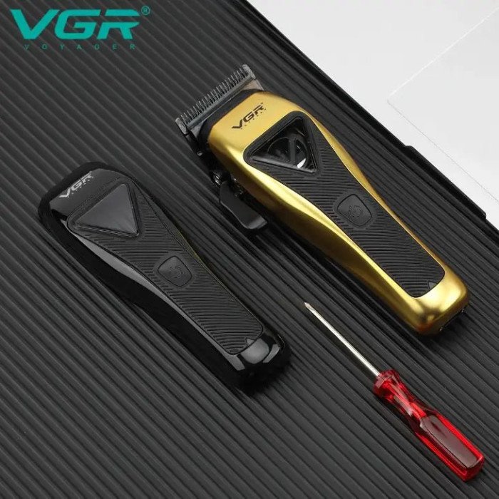 Машинка для стрижки VGR V-015 акумуляторна бездротова професійна 6 насадок