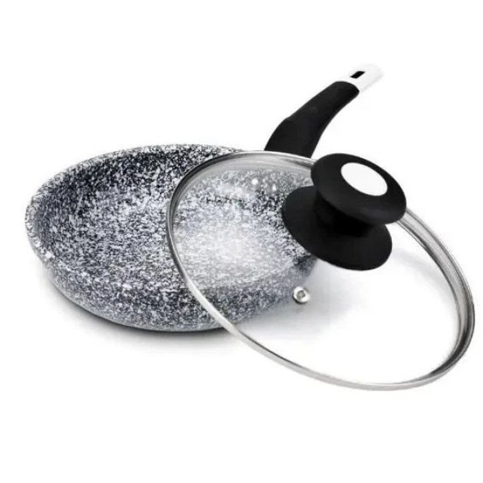 Сковорода UNIQUE UN-5114 22 см із кришкою граніт світлий багатошарове покриття