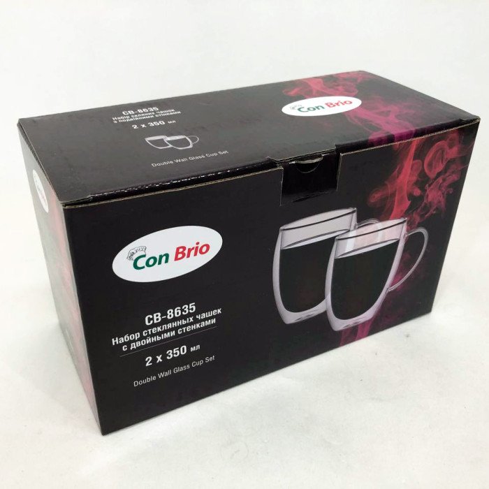 Набір кухлів з подвійним дном Con Brio 350 мл 2 шт Con Brio CB-8635-2, подвійна склянка для кави