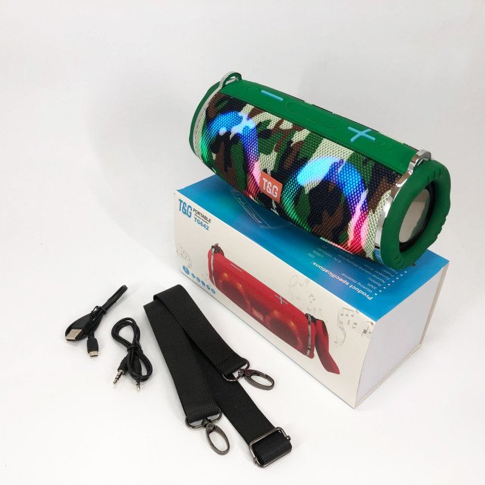 Портативна колонка TG642 з RGB підсвічуванням та ремінцем, колонка для вечірки. Колір: камуфляж