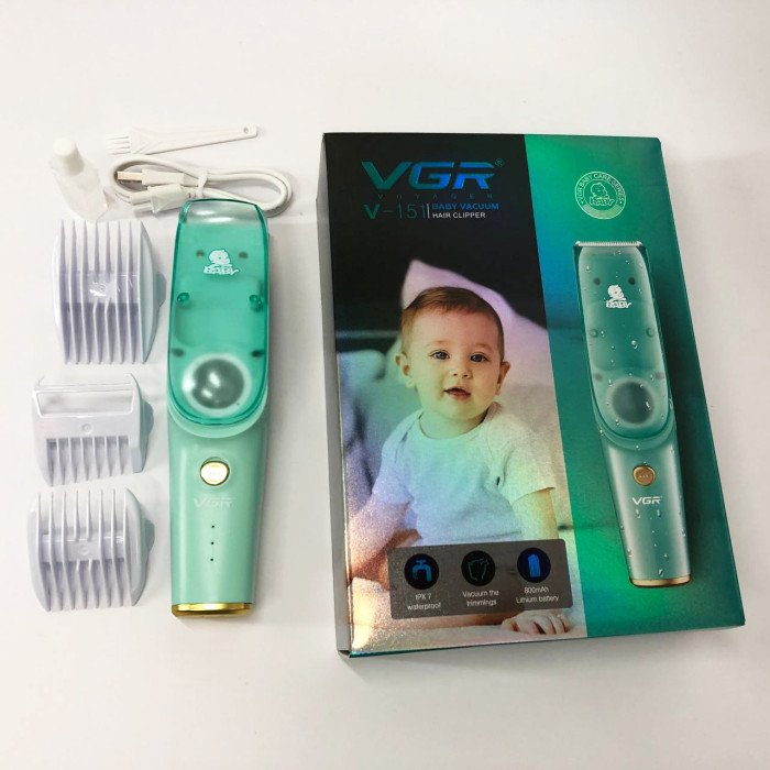Машинка з витяжкою для стрижки дітей та немовлят VGR V-151 Baby зі змінними насадками