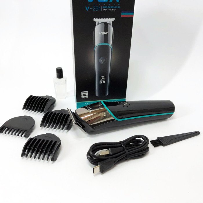 Професійна машинка для стрижки волосся триммер VGR V-291 з насадками, електробритва. Колір: зелений