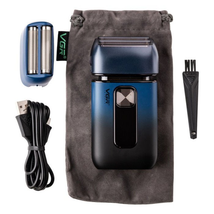 Електробритва-шейвер VGR V-362 чоловіча професійна для сухого гоління з тримером. Колір: синій