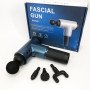 Акумуляторний масажер Fascial Gun KH-320 портативний ручний ударний м'язовий пістолет 4 насадки синій