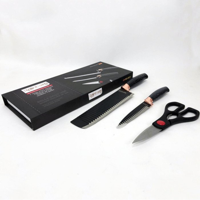 Набір кухонний ножів Rainberg RB-8803 3 в 1 з нержавіючої сталі з керамічним покриттям