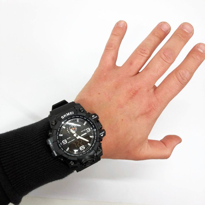 Годинник наручний чоловічий SKMEI 1586BK BLACK, водонепроникний чоловічий годинник, годинник спортивний. Колір: чорний