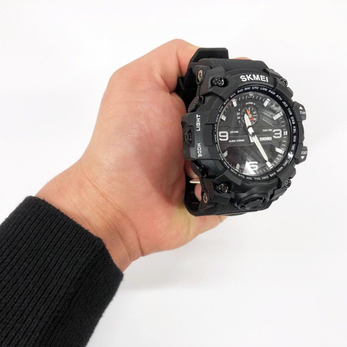 Годинник наручний чоловічий SKMEI 1586BK BLACK, водонепроникний чоловічий годинник, годинник спортивний. Колір: чорний