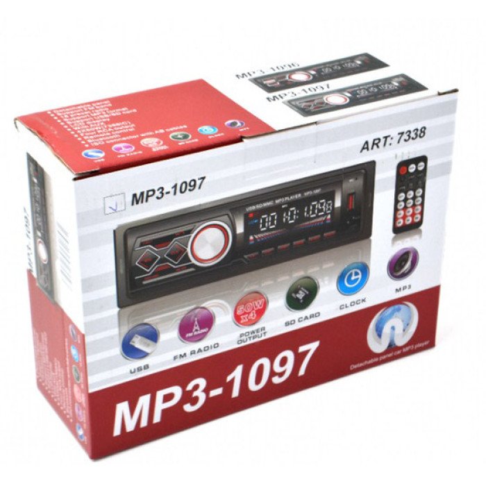 Автомагнітола MP3-1097 BT ISO зі знімною панеллю, Автомагнітола магнітола в авто з Usb сенсорна