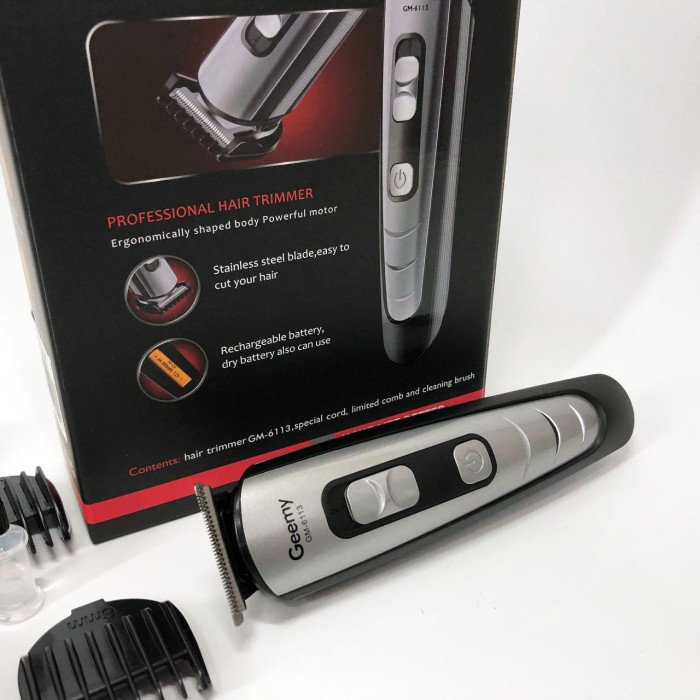 Машинка для стрижки волосся Gemei GM-6113 акумуляторна, Практична машинка для стрижки. Колір: чорний