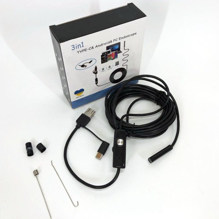 Камера ендоскоп з кабелем на 2 метри 7 мм USB/micro USB з підсвічуванням, Usb ендоскоп для андроїд