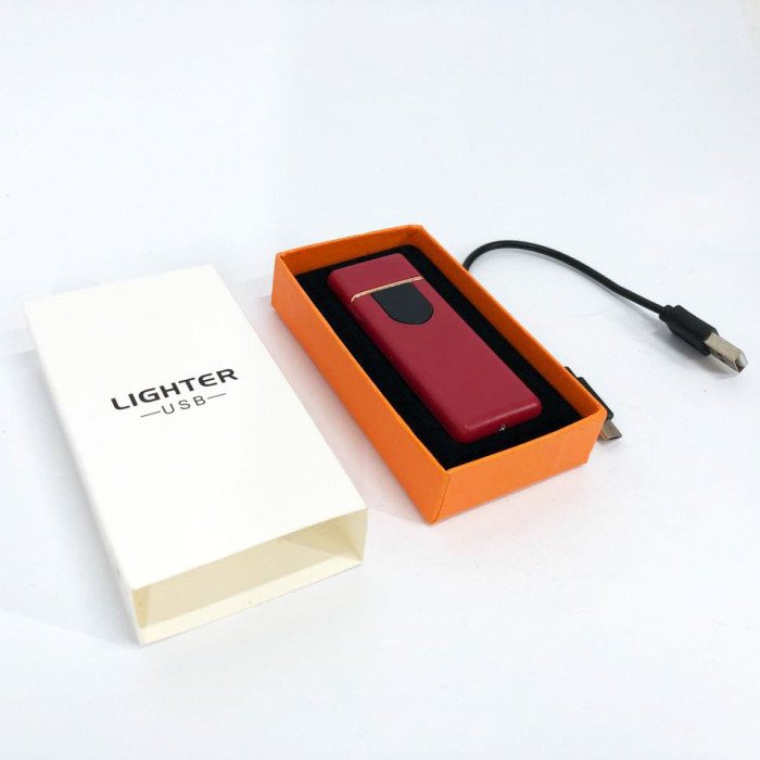 Електрозапальничка USB ZGP ABS, сенсорна електрична запальничка спіральна. Колір: червоний