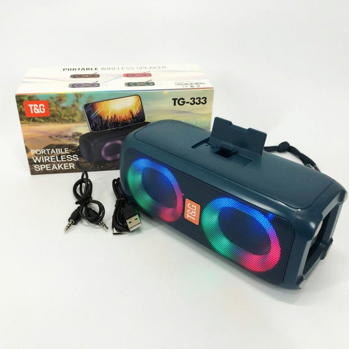 Портативна колонка TG333 2x5W з RGB підсвічуванням, гучна блютуз колонка. Колір: синій