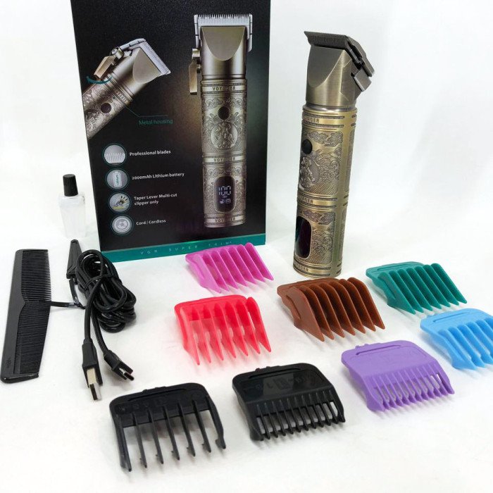 Тример для волосся VGR V-697 LED Display 8 насадок, окантувальна машинка, триммер бездротовий