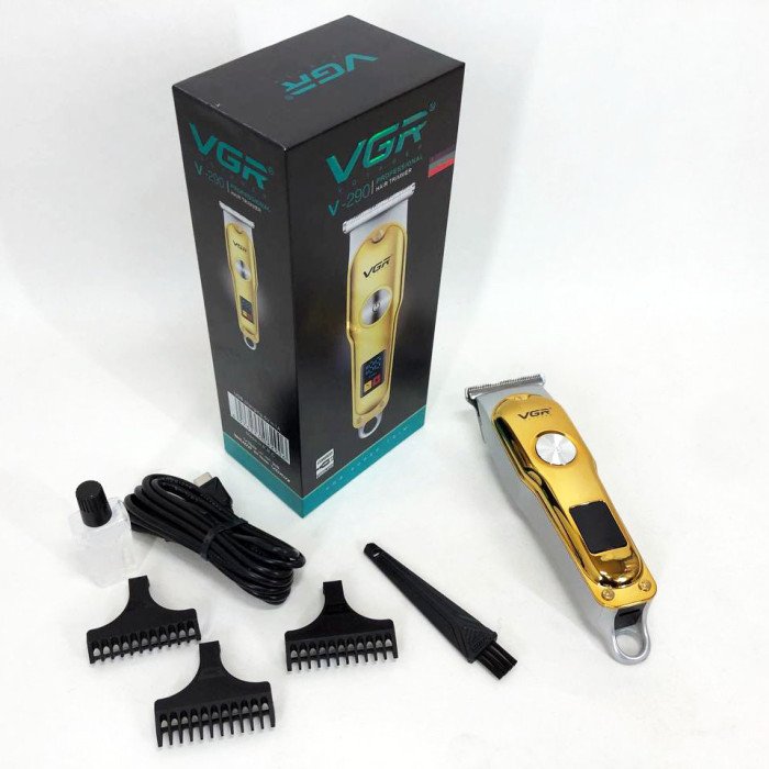 Тример для волосся та бороди VGR V-290 LED Display 3 насадки, машинка для стрижки волосся домашня