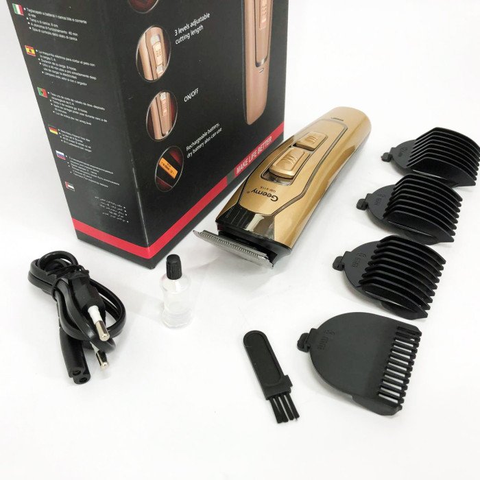 Машинка для стрижки GEMEI GM-6115, машинка для стрижки волосся домашня. Колір: бежевий