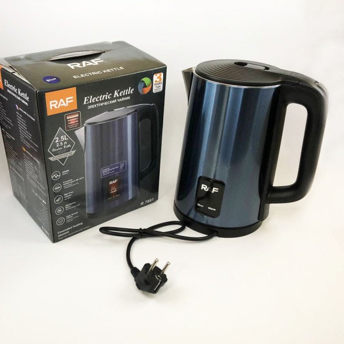 Електрочайник 2,5л 2000Вт RAF R7881. Колір: синій