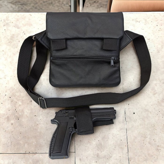 Набір 2В1. Шкіряна сумка з кобурою + ліхтарик професійний POLICE BL-X71-P50