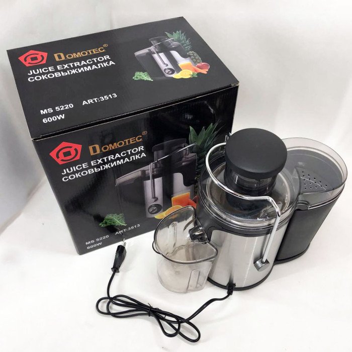 Електричний соковитискач Domotec MS-5220/3513 2 швидкості віджиму 600 W, соковитискач для моркви
