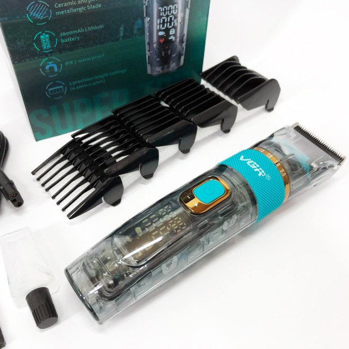 Машинка для стрижки волосся і бороди VGR V-695 з LED дисплеєм IPX7 вологозахист