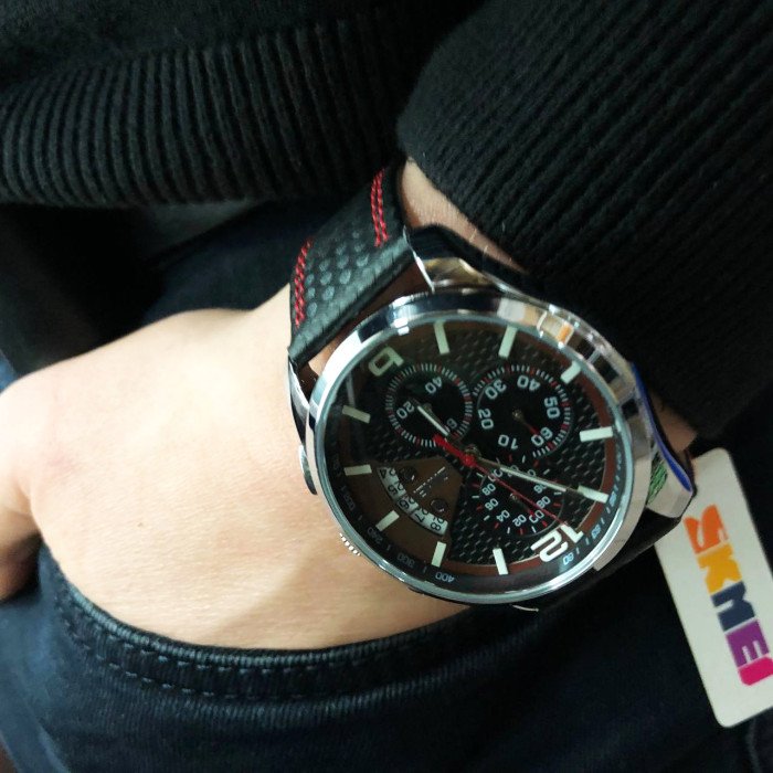 Годинник наручний чоловічий SKMEI 9106RD, оригінальний чоловічий годинник, модний чоловічий годинник круглий