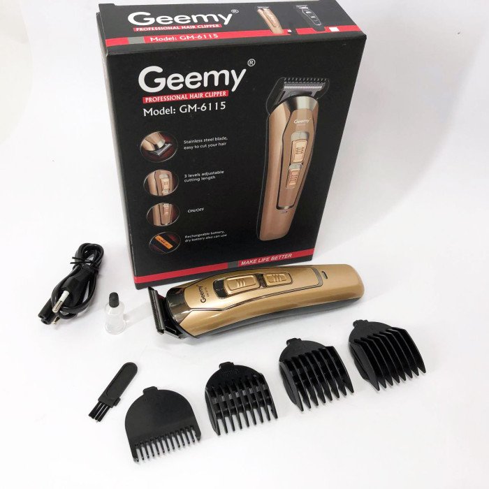 Машинка для стрижки GEMEI GM-6115, машинка для стрижки волосся домашня. Колір: бежевий