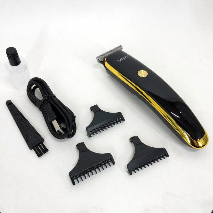 Тример для стрижки волосся та бороди VGR V-966 LED Display, машинка чоловіча для гоління. Колір: золотий