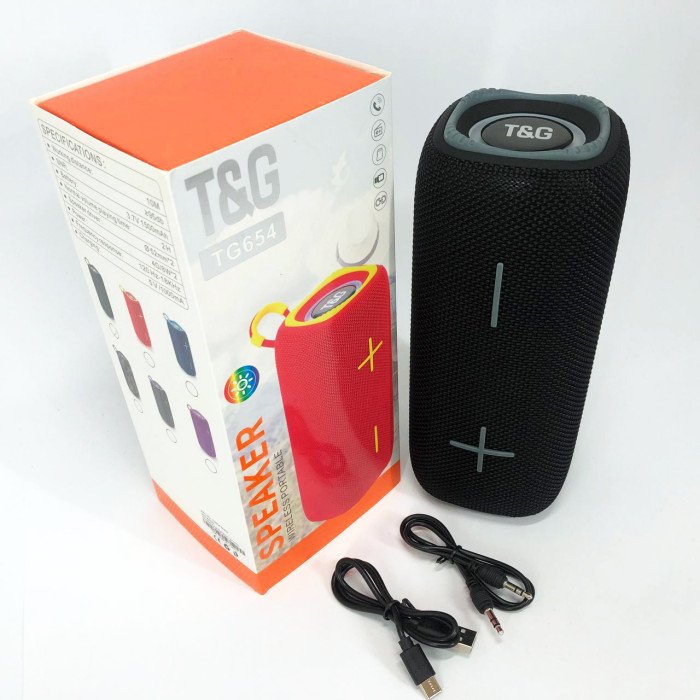 Портативна Bluetooth колонка TG654 8W з підсвічуванням, акумуляторна колонка для музики. Колір: чорний