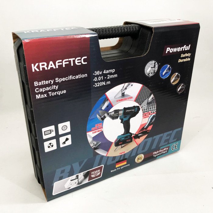 Ножиці акумуляторні по металу в кейсі Krafftec DJS130R, 2 акб 36V/5AP