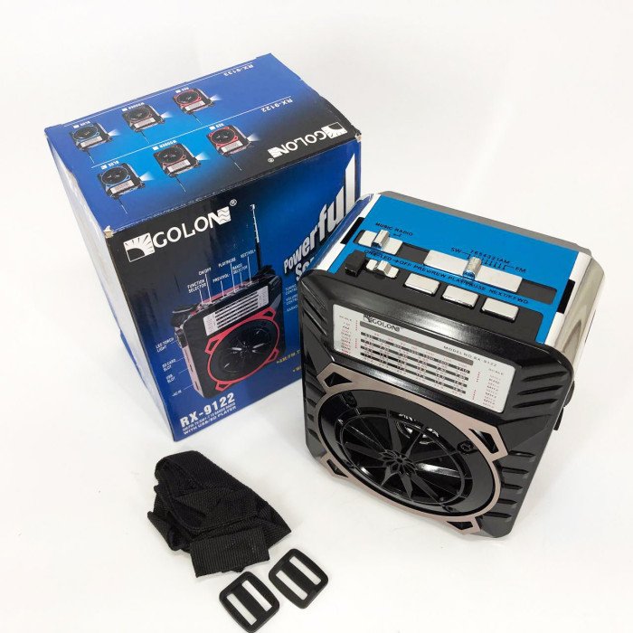 Радіоприймач GOLON RX-9122 портативна колонка всехвильове переносне радіо FM ліхтар LED. Колір: синій