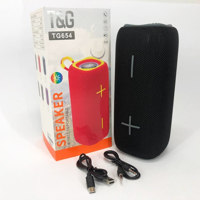 Портативна Bluetooth колонка TG654 8W з підсвічуванням, акумуляторна колонка для музики. Колір: чорний