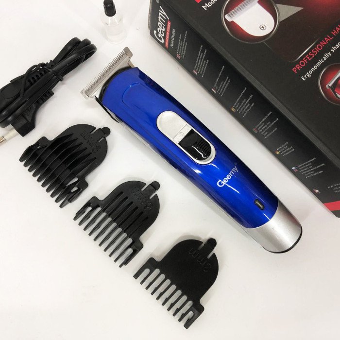 Машинка для стрижки волосся Gemei GM-6046, Акумуляторний універсальний тример для стрижки. Колір: синій