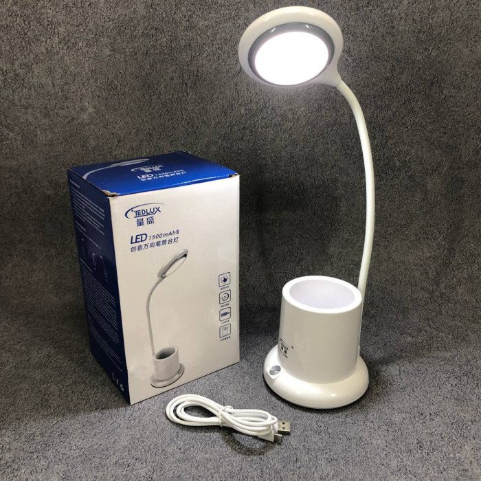 Настільна лампа акумуляторна на гнучкій ніжці з органайзером Tedlux TL-1006
