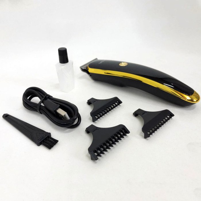 Тример для стрижки волосся та бороди VGR V-966 LED Display, машинка чоловіча для гоління. Колір: золотий