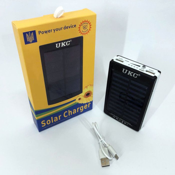 УМБ Power Bank Solar 50000 mAh мобільне зарядне із сонячною панеллю та лампою. Колір білий