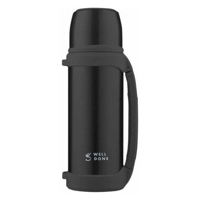 Термос вакуумний 1л Well Done WD-7031B, Термос для кави, Термос похідний. Колір: чорний