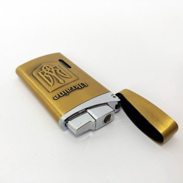 Турбо запальничка, кишенькова запальничка "Ukraine" 325, незвичайна запальничка, вітрозахисна. Колір: золотий