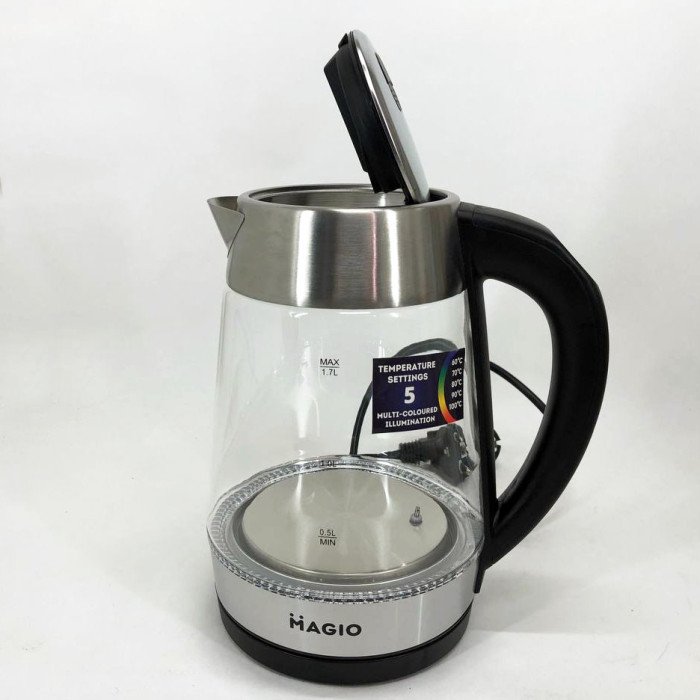 Електрочайник MAGIO MG-499, чайник прозорий з підсвічуванням, електрочайник з підсвічуванням