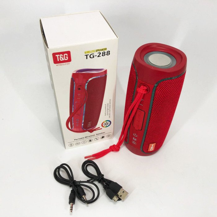 Портативна Bluetooth колонка з LED підсвічуванням TG288, гучна колонка для вечірки. Колір: червоний