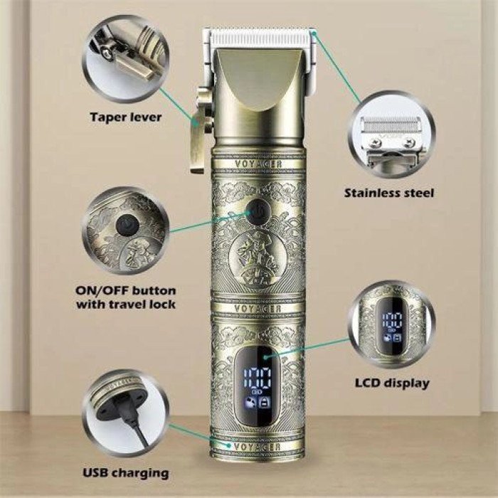 Тример для волосся VGR V-697 LED Display 8 насадок, окантувальна машинка, триммер бездротовий