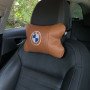 Комплект автоподушок 2шт з натуральної коричневої шкіри для BMW. Ортопедична подушка в авто БМВ