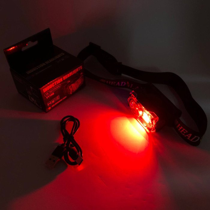 Ліхтар налобний YY-19B-3SMD+2COB(white+yellow+red), Налобний ліхтарик із usb зарядкою