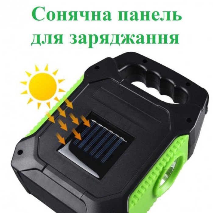 Портативний ліхтар лампа JY-978B акумуляторний із сонячною панеллю + Power Bank. Колір: зелений
