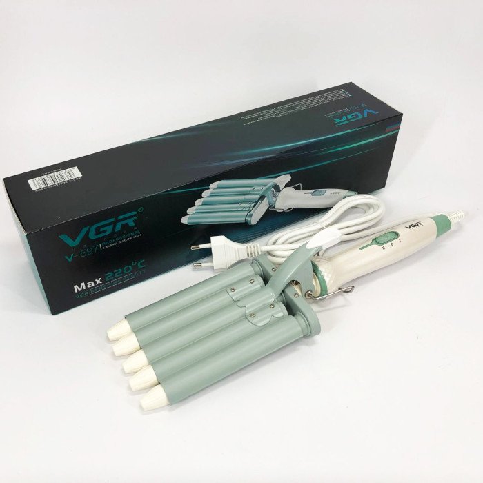 Плойка хвиля для волосся VGR V-597 п'ять хвиль діаметр 16 мм з керамічним покриттям для кучеряшок та локонів