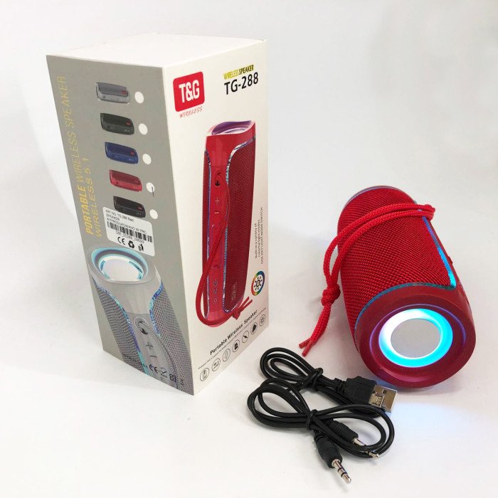 Портативна Bluetooth колонка з LED підсвічуванням TG288, гучна колонка для вечірки. Колір: червоний