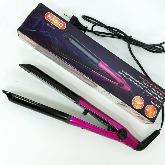 Щипці плойка-випрямляч MAGIO MG-678, Випрямляч для волосся 2в1, Гофре плойка прасок для волосся